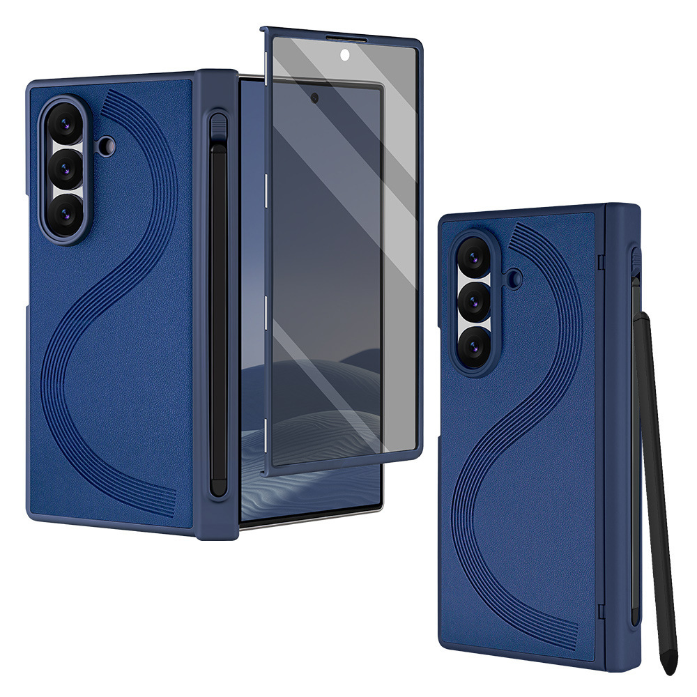 Compatible with Samsung Z Fold7/6 phone case, magnetic hinge, pen slot, includes pen, privacy screen protector, full-coverage protective case, cross-border e-commerce.