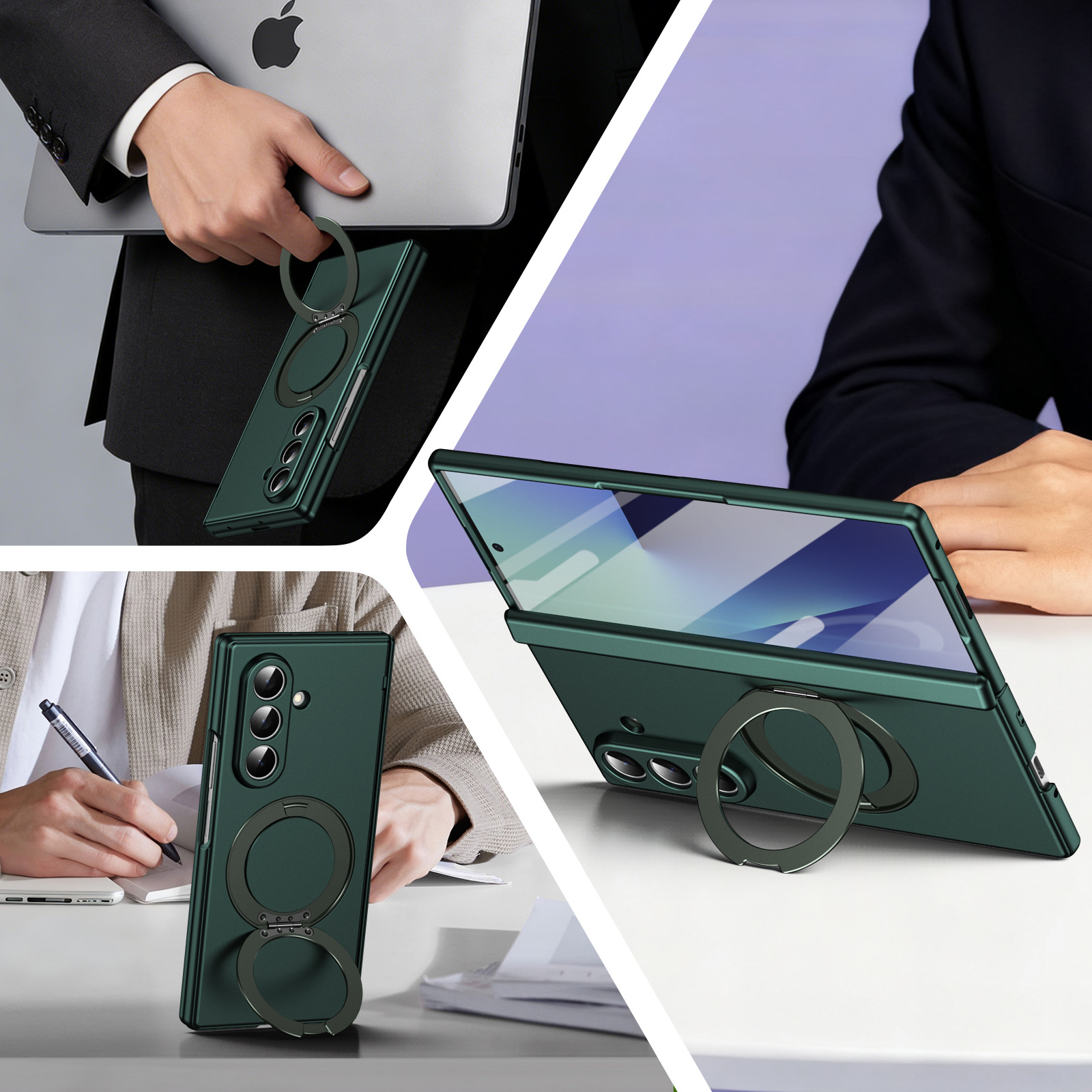Compatible with Samsung Fold8/7 phone case, 6/5 wireless charging, magnetic swiveling stand, case film, hinge, full-coverage protective case.