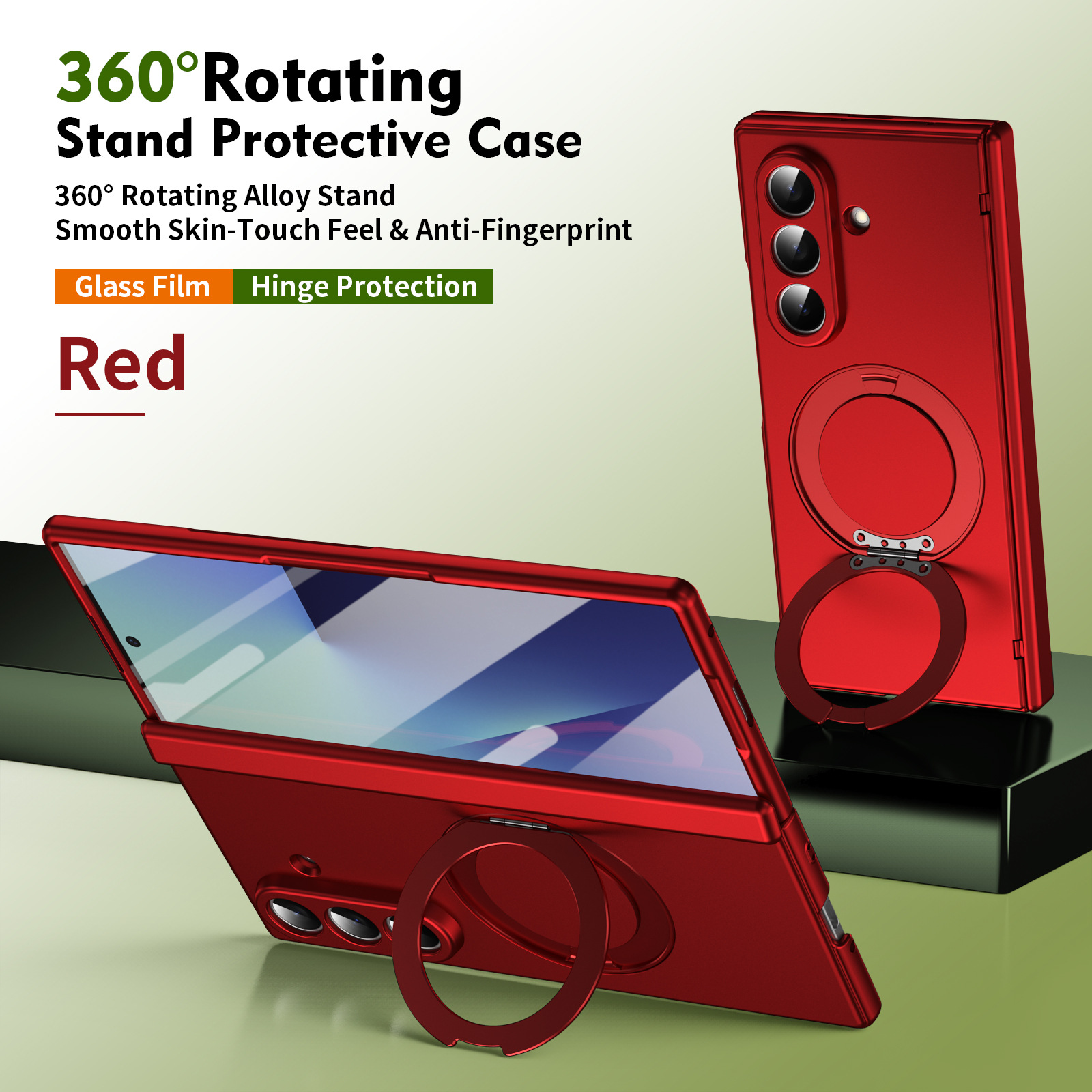 Compatible with Samsung Fold8/7 phone case, 6/5 wireless charging, magnetic swiveling stand, case film, hinge, full-coverage protective case.
