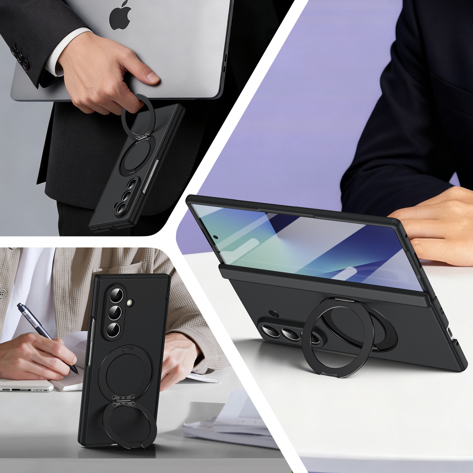 Compatible with Samsung Fold8/7 phone case, 6/5 wireless charging, magnetic swiveling stand, case film, hinge, full-coverage protective case.
