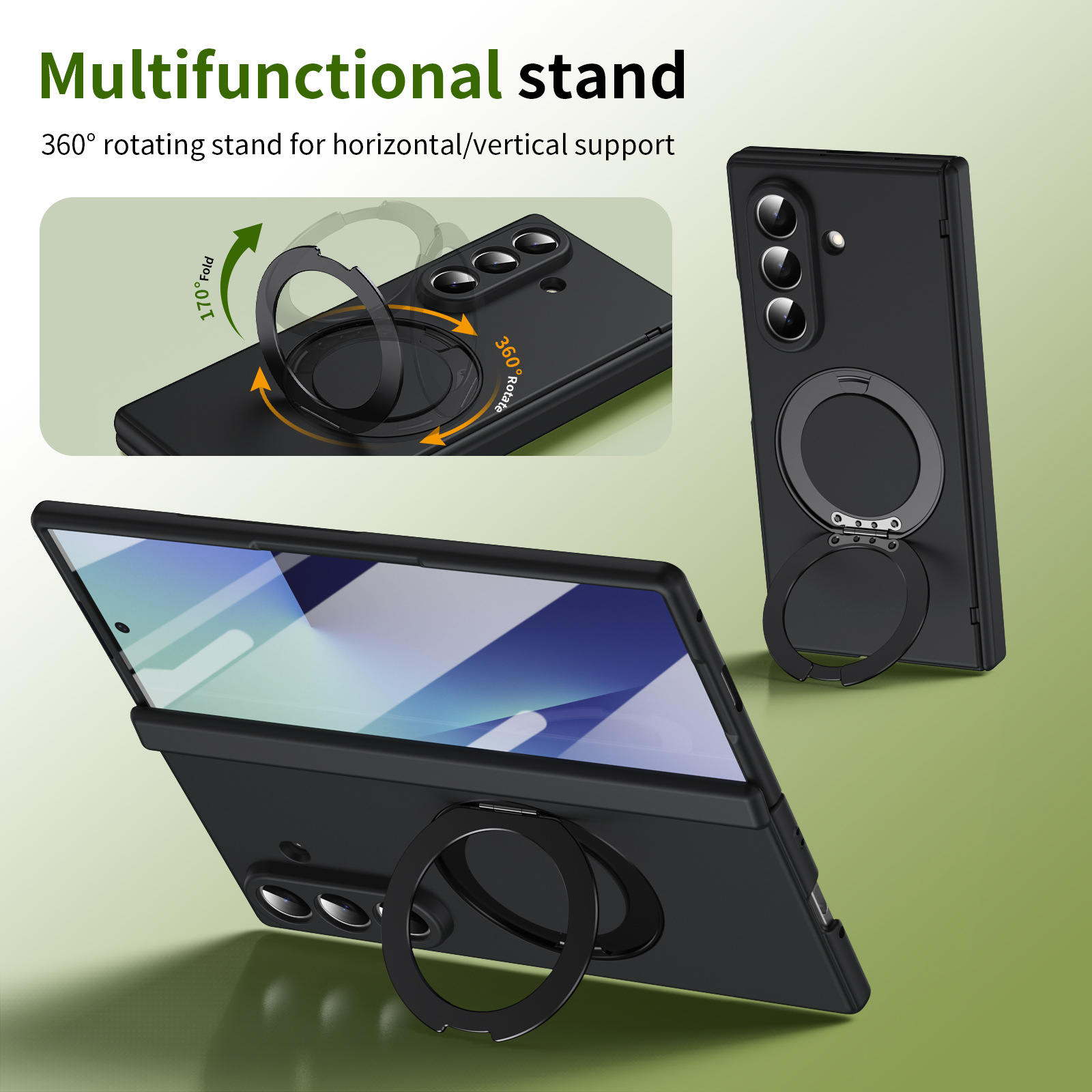Compatible with Samsung Fold8/7 phone case, 6/5 wireless charging, magnetic swiveling stand, case film, hinge, full-coverage protective case.
