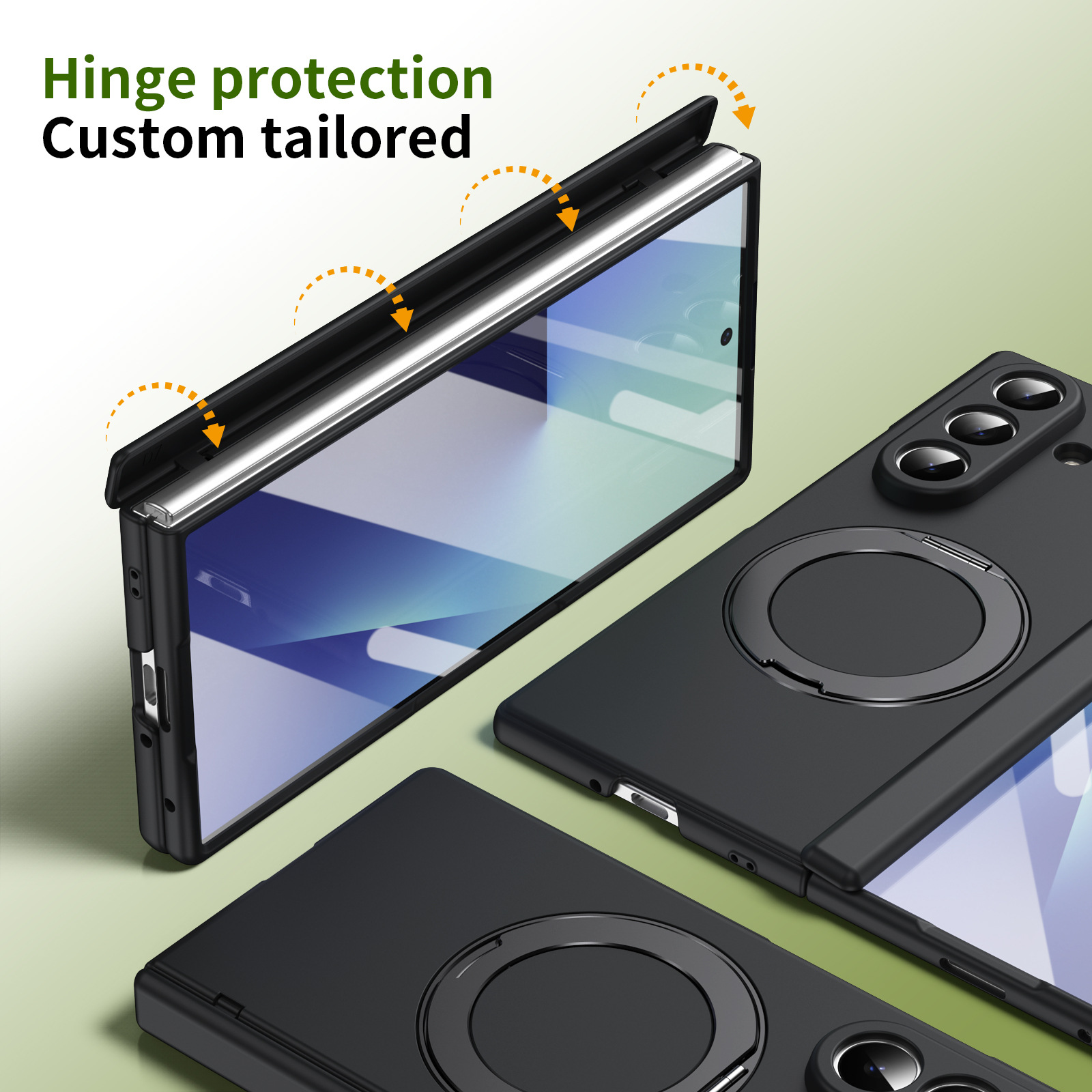 Compatible with Samsung Fold8/7 phone case, 6/5 wireless charging, magnetic swiveling stand, case film, hinge, full-coverage protective case.