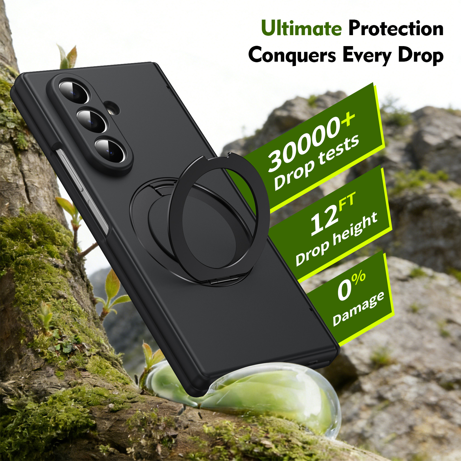 Compatible with Samsung Fold8/7 phone case, 6/5 wireless charging, magnetic swiveling stand, case film, hinge, full-coverage protective case.
