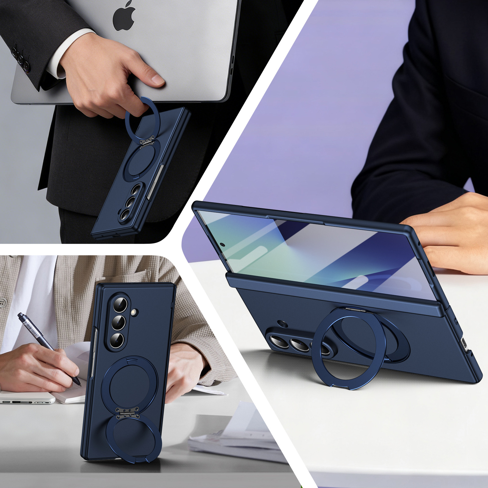 Compatible with Samsung Fold8/7 phone case, 6/5 wireless charging, magnetic swiveling stand, case film, hinge, full-coverage protective case.