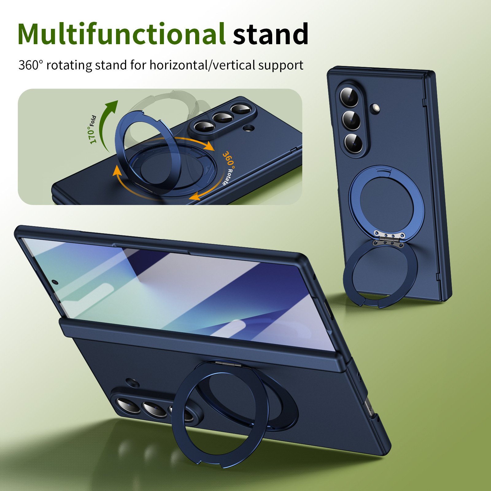 Compatible with Samsung Fold8/7 phone case, 6/5 wireless charging, magnetic swiveling stand, case film, hinge, full-coverage protective case.