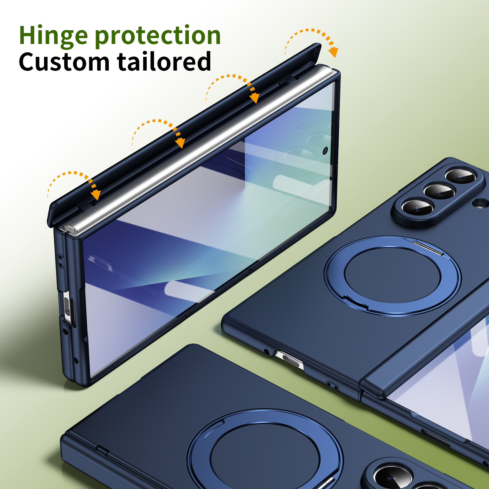 Compatible with Samsung Fold8/7 phone case, 6/5 wireless charging, magnetic swiveling stand, case film, hinge, full-coverage protective case.