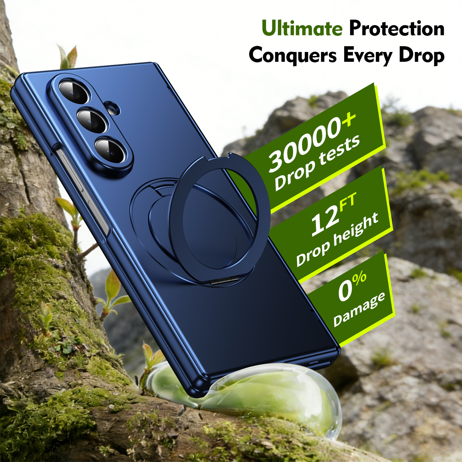 Compatible with Samsung Fold8/7 phone case, 6/5 wireless charging, magnetic swiveling stand, case film, hinge, full-coverage protective case.