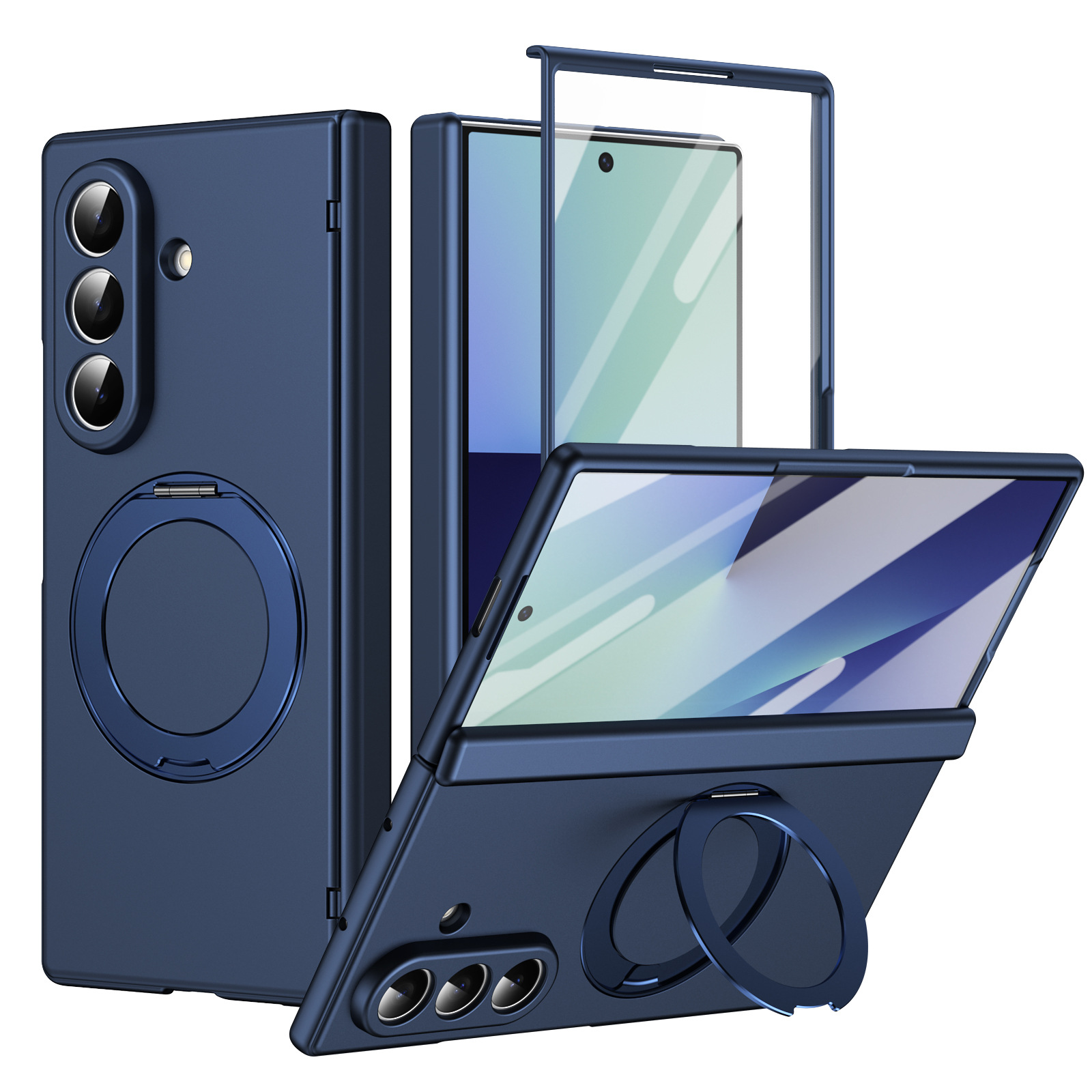 Compatible with Samsung Fold8/7 phone case, 6/5 wireless charging, magnetic swiveling stand, case film, hinge, full-coverage protective case.
