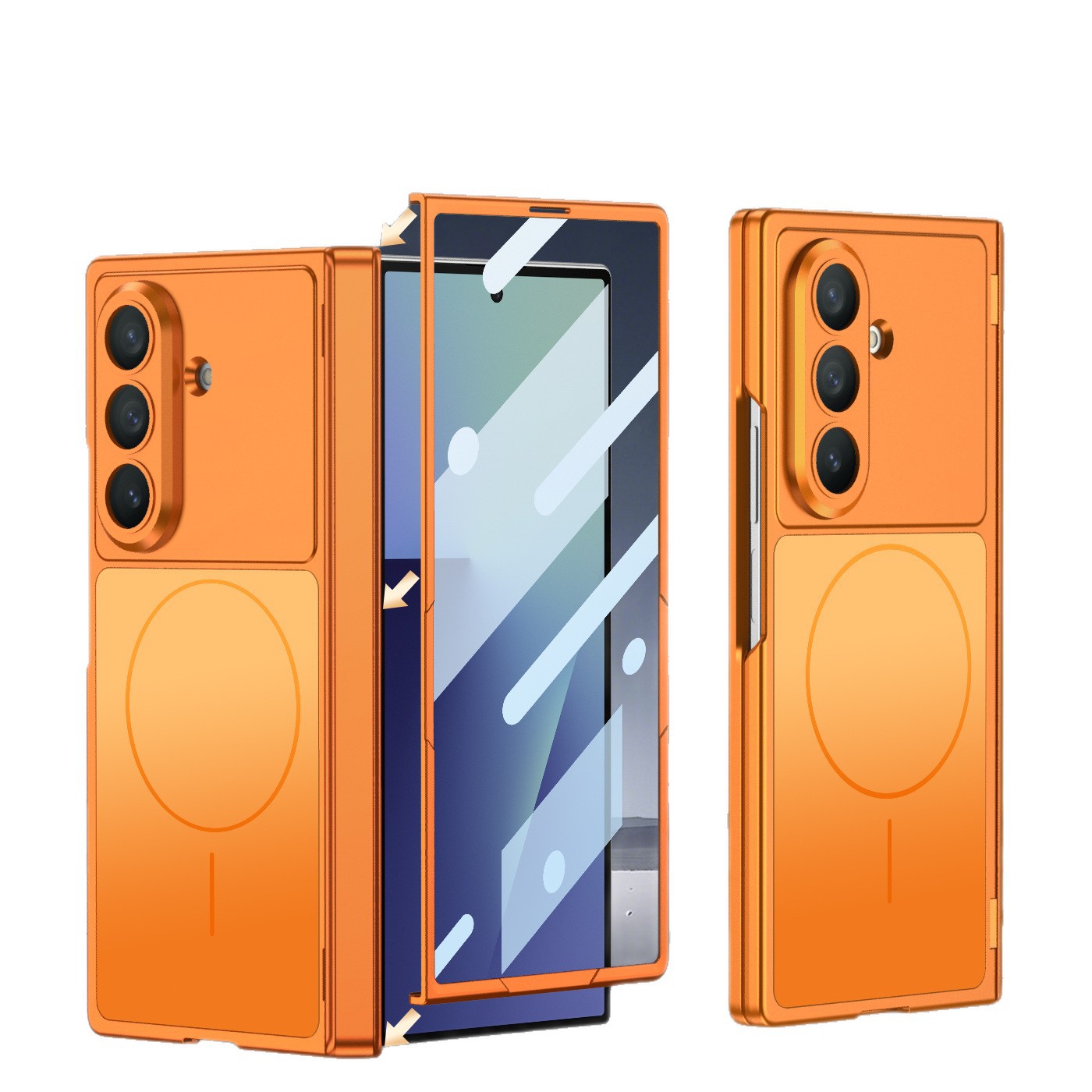 Compatible with Samsung Z Fold7/6 phone case, featuring built-in wireless charging, magnetic swivel, full-coverage drop protection.