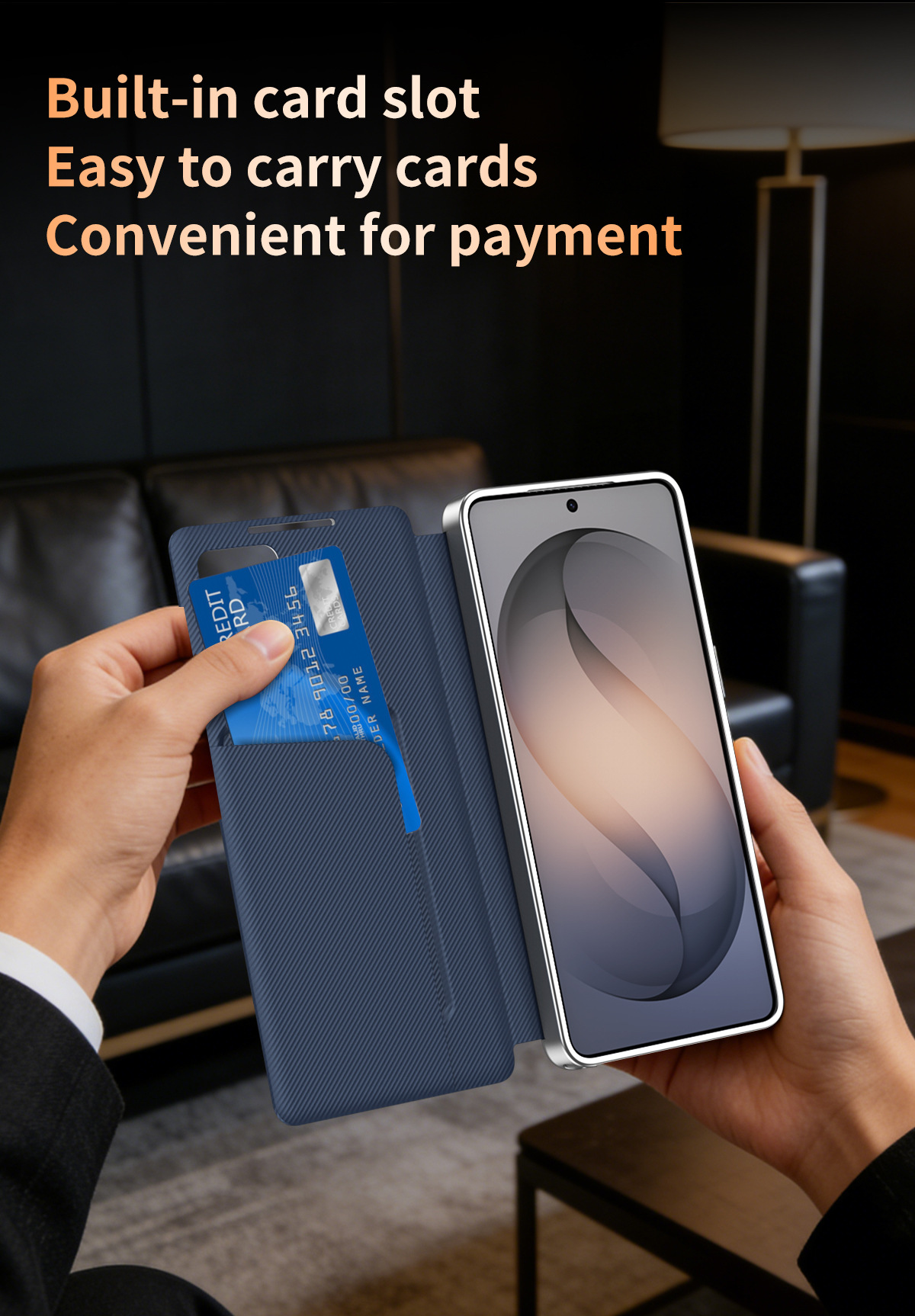 Compatible with Samsung S26 Ultra phone case A57, Smart Window S25P, SIM card slot S24U, vegan leather flip case A36
