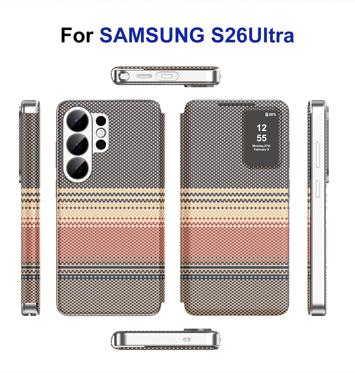 Compatible with Samsung S26 Ultra phone case A57, Smart Window S25P, SIM card slot S24U, vegan leather flip case A36