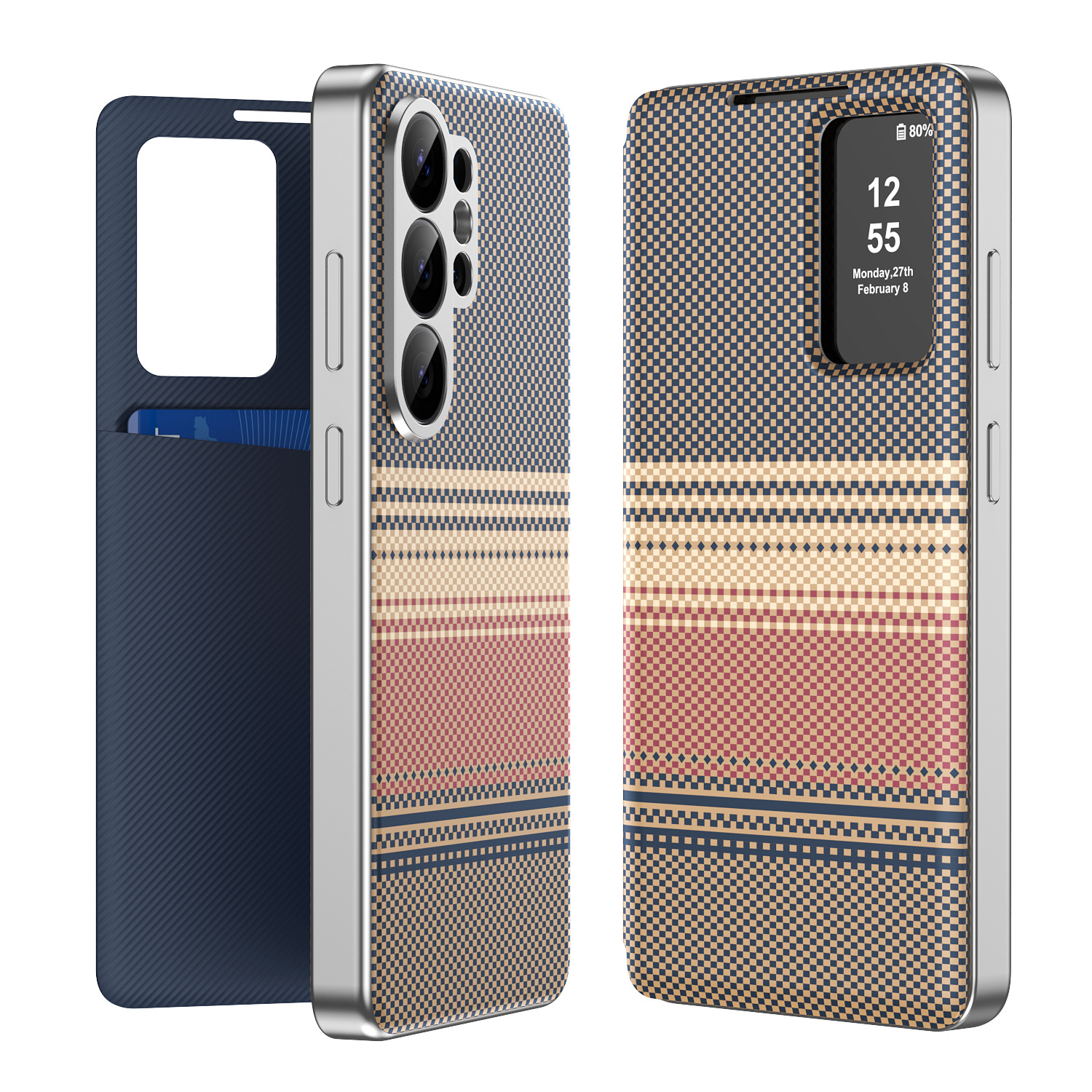 Compatible with Samsung S26 Ultra phone case A57, Smart Window S25P, SIM card slot S24U, vegan leather flip case A36