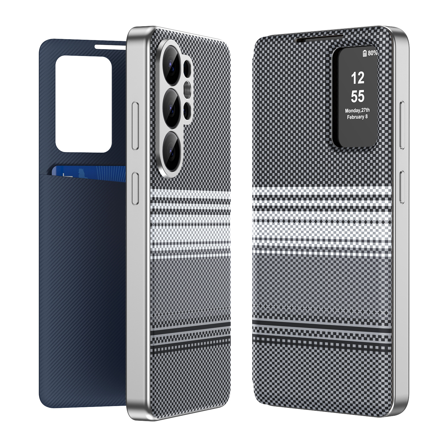 Compatible with Samsung S26 Ultra phone case A57, Smart Window S25P, SIM card slot S24U, vegan leather flip case A36