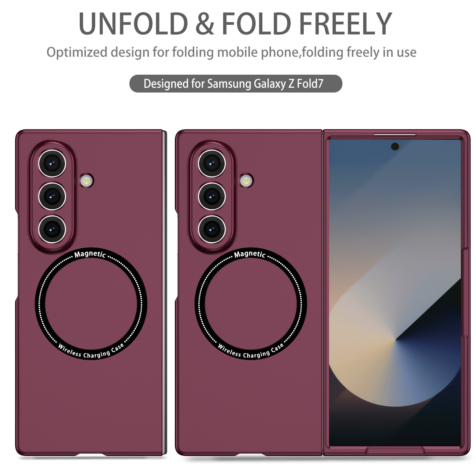 Compatible with Samsung Z Fold8/7/6 phone cases, wireless charging, magnetic traction, Flip7/6/5 foldable screen ultra-thin skin-feel case