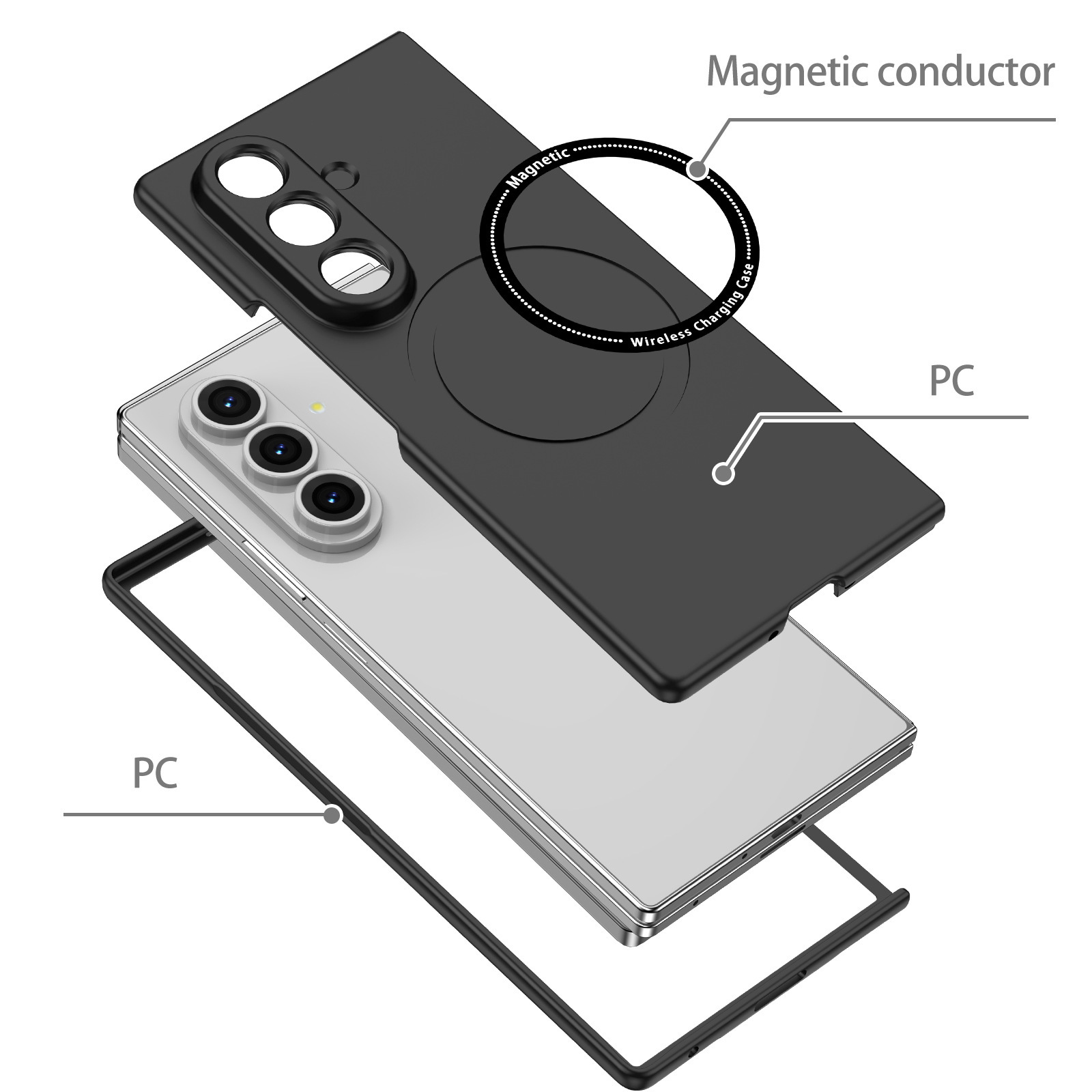 Compatible with Samsung Z Fold8/7/6 phone cases, wireless charging, magnetic traction, Flip7/6/5 foldable screen ultra-thin skin-feel case