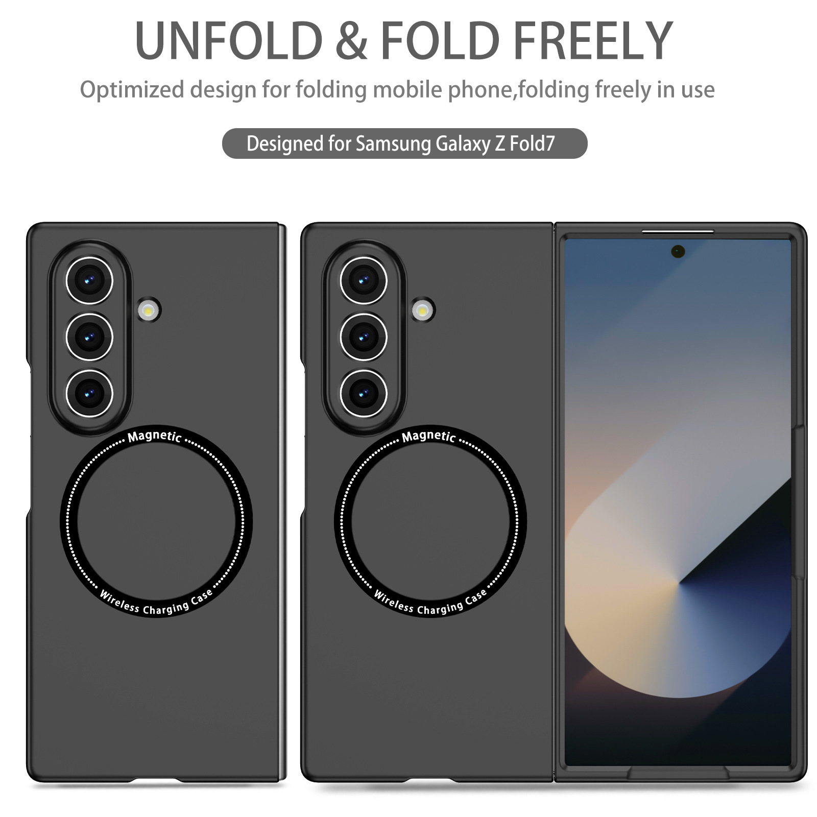 Compatible with Samsung Z Fold8/7/6 phone cases, wireless charging, magnetic traction, Flip7/6/5 foldable screen ultra-thin skin-feel case