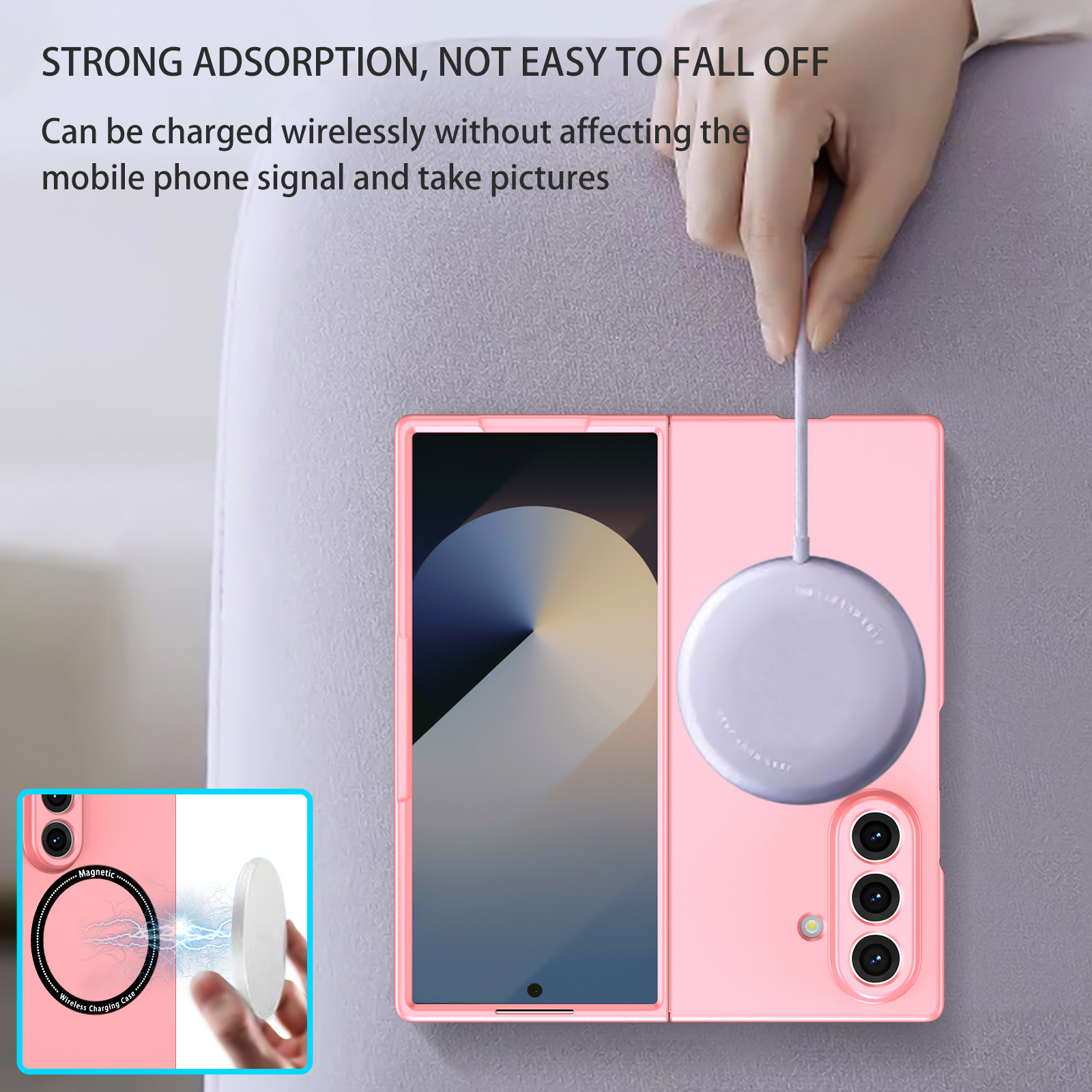 Compatible with Samsung Z Fold8/7/6 phone cases, wireless charging, magnetic traction, Flip7/6/5 foldable screen ultra-thin skin-feel case