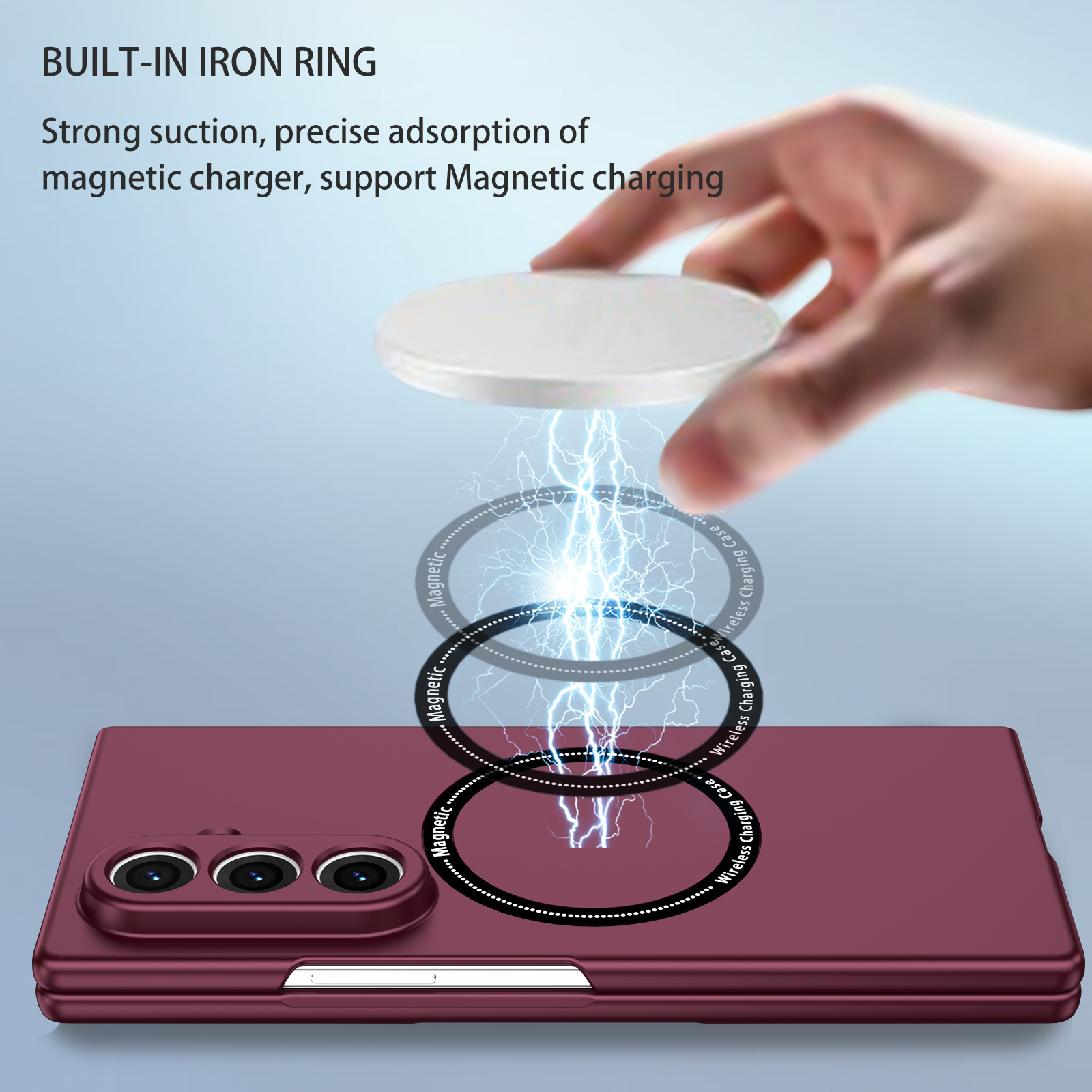 Compatible with Samsung Z Fold8/7/6 phone cases, wireless charging, magnetic traction, Flip7/6/5 foldable screen ultra-thin skin-feel case
