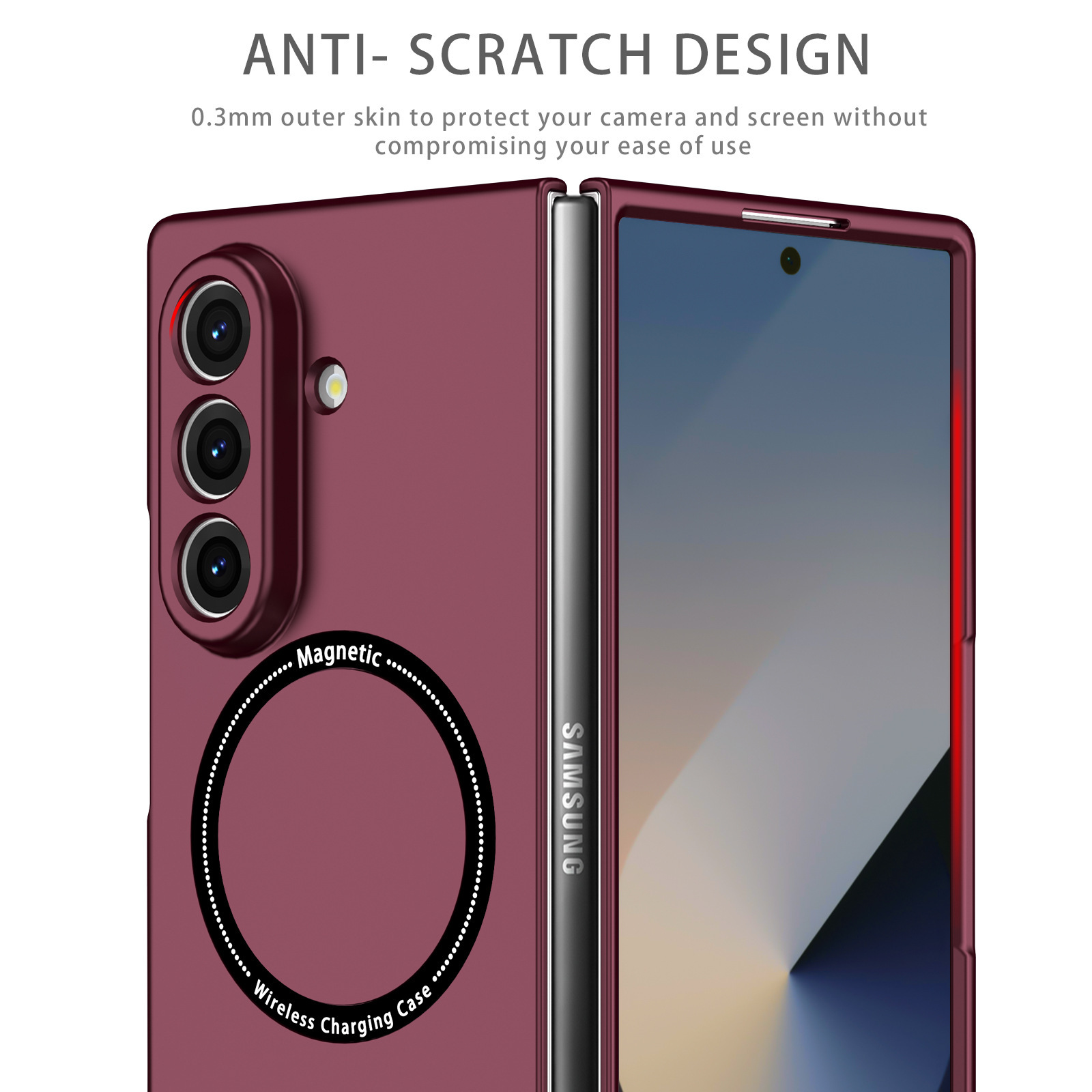 Compatible with Samsung Z Fold8/7/6 phone cases, wireless charging, magnetic traction, Flip7/6/5 foldable screen ultra-thin skin-feel case