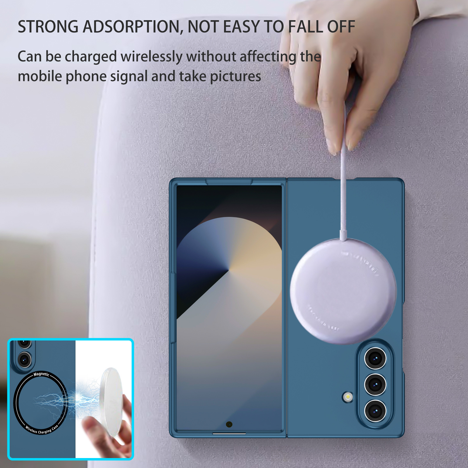 Compatible with Samsung Z Fold8/7/6 phone cases, wireless charging, magnetic traction, Flip7/6/5 foldable screen ultra-thin skin-feel case