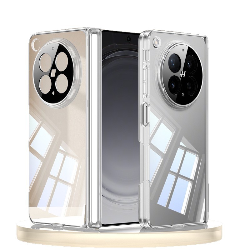 Compatible with OPPO Find N6 phone case, TPU transparent electroplated magnetic hinge, N6 foldable screen drop protection case