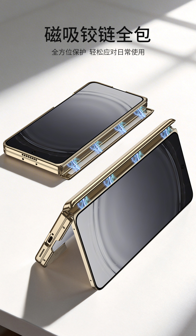 Compatible with OPPO Find N6 phone case, TPU transparent electroplated magnetic hinge, N6 foldable screen drop protection case