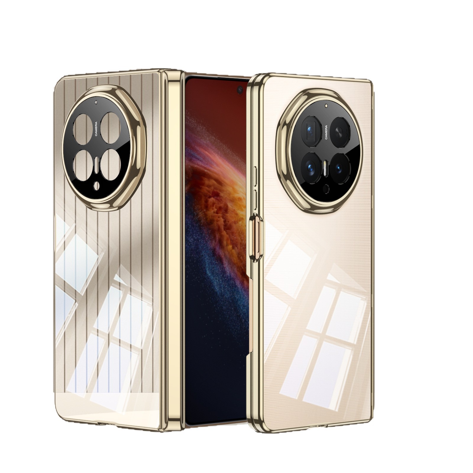 Compatible with Honor Magic V6 phone case, electroplated transparent TPU magnetic central axis V6 folding screen drop-proof back cover