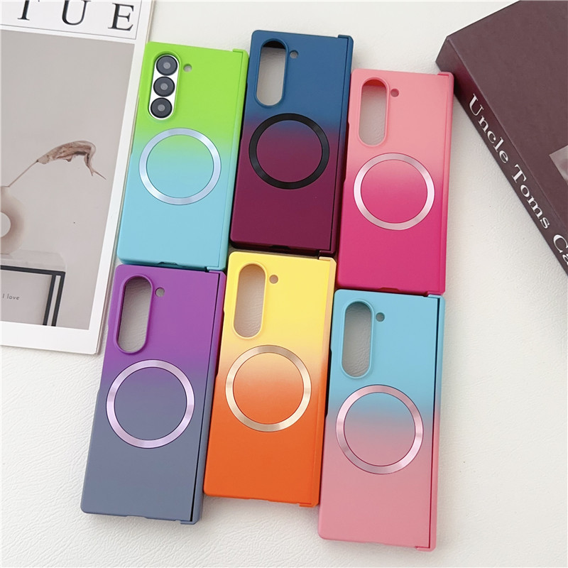 Compatible with Samsung ZFold8/7 phone case, 6/5 wireless charging, magnetic gradient color-blocking Flip7 foldable screen protective case