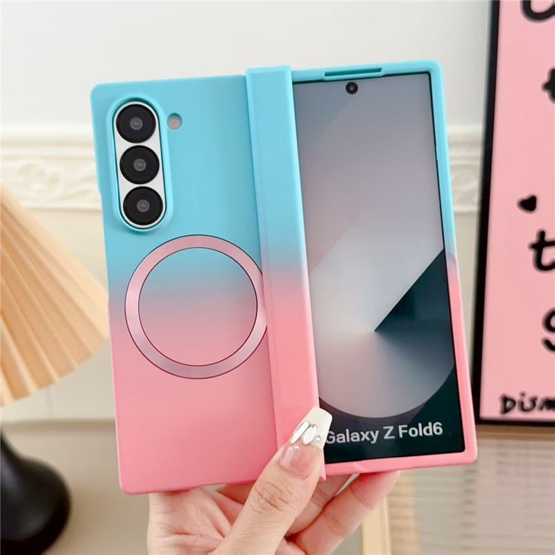 Compatible with Samsung ZFold8/7 phone case, 6/5 wireless charging, magnetic gradient color-blocking Flip7 foldable screen protective case