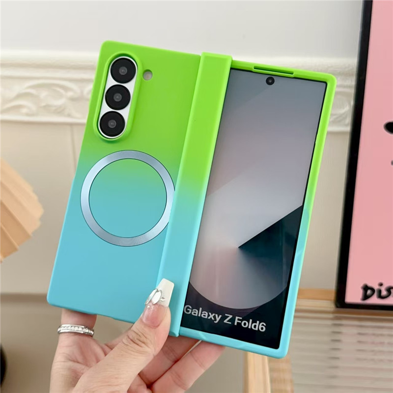 Compatible with Samsung ZFold8/7 phone case, 6/5 wireless charging, magnetic gradient color-blocking Flip7 foldable screen protective case