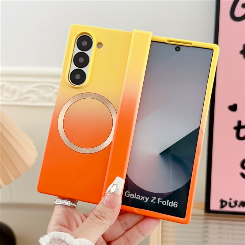Compatible with Samsung ZFold8/7 phone case, 6/5 wireless charging, magnetic gradient color-blocking Flip7 foldable screen protective case