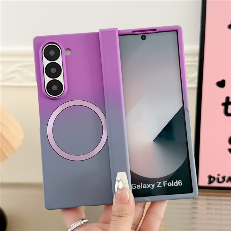 Compatible with Samsung ZFold8/7 phone case, 6/5 wireless charging, magnetic gradient color-blocking Flip7 foldable screen protective case