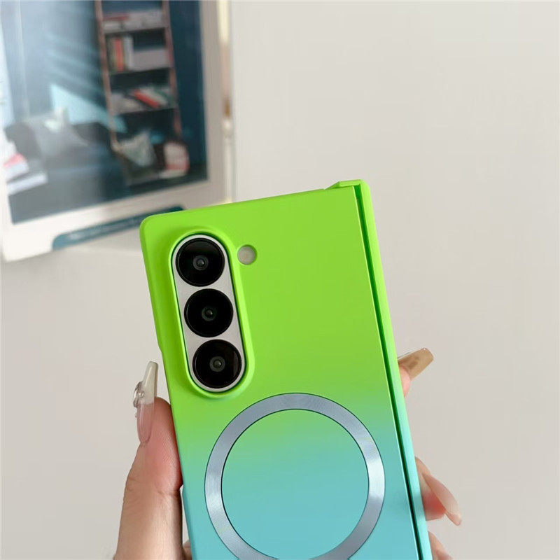 Compatible with Samsung ZFold8/7 phone case, 6/5 wireless charging, magnetic gradient color-blocking Flip7 foldable screen protective case