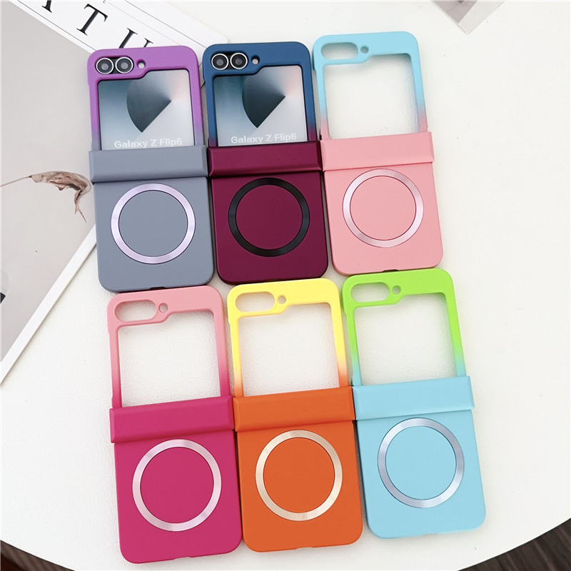 Compatible with Samsung ZFold8/7 phone case, 6/5 wireless charging, magnetic gradient color-blocking Flip7 foldable screen protective case