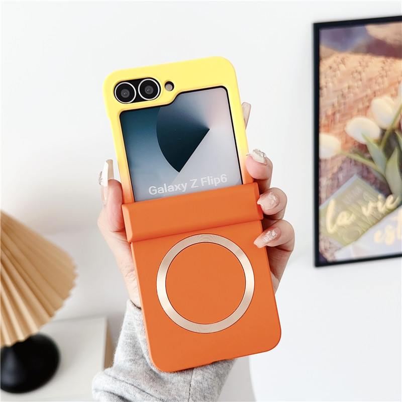 Compatible with Samsung ZFold8/7 phone case, 6/5 wireless charging, magnetic gradient color-blocking Flip7 foldable screen protective case