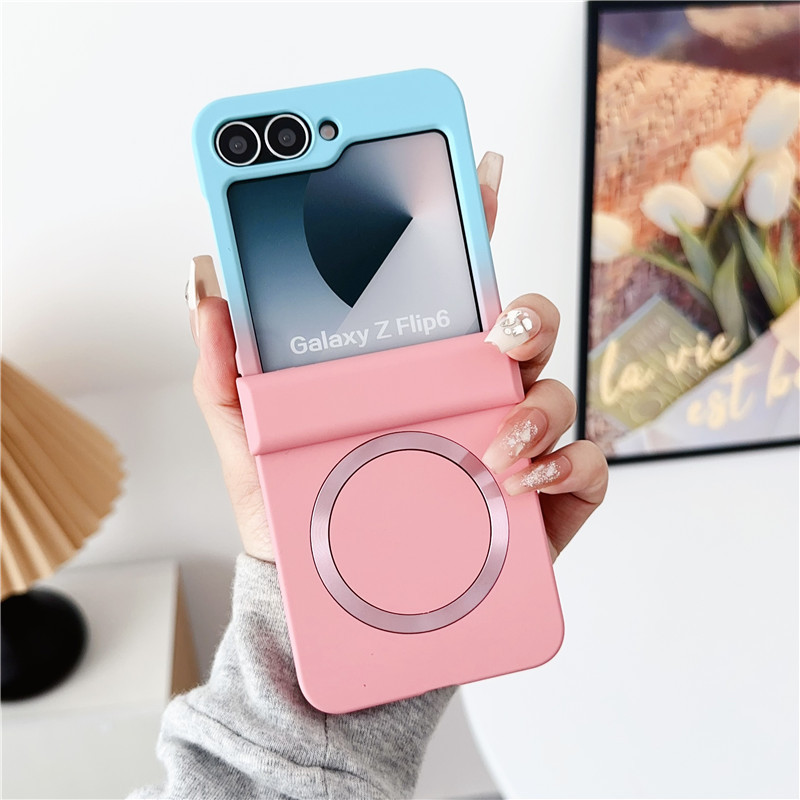 Compatible with Samsung ZFold8/7 phone case, 6/5 wireless charging, magnetic gradient color-blocking Flip7 foldable screen protective case
