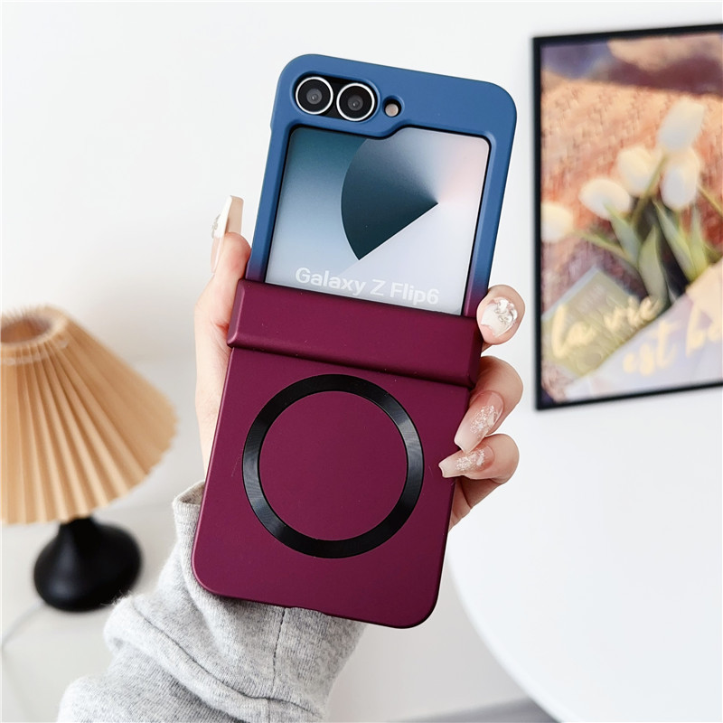 Compatible with Samsung ZFold8/7 phone case, 6/5 wireless charging, magnetic gradient color-blocking Flip7 foldable screen protective case