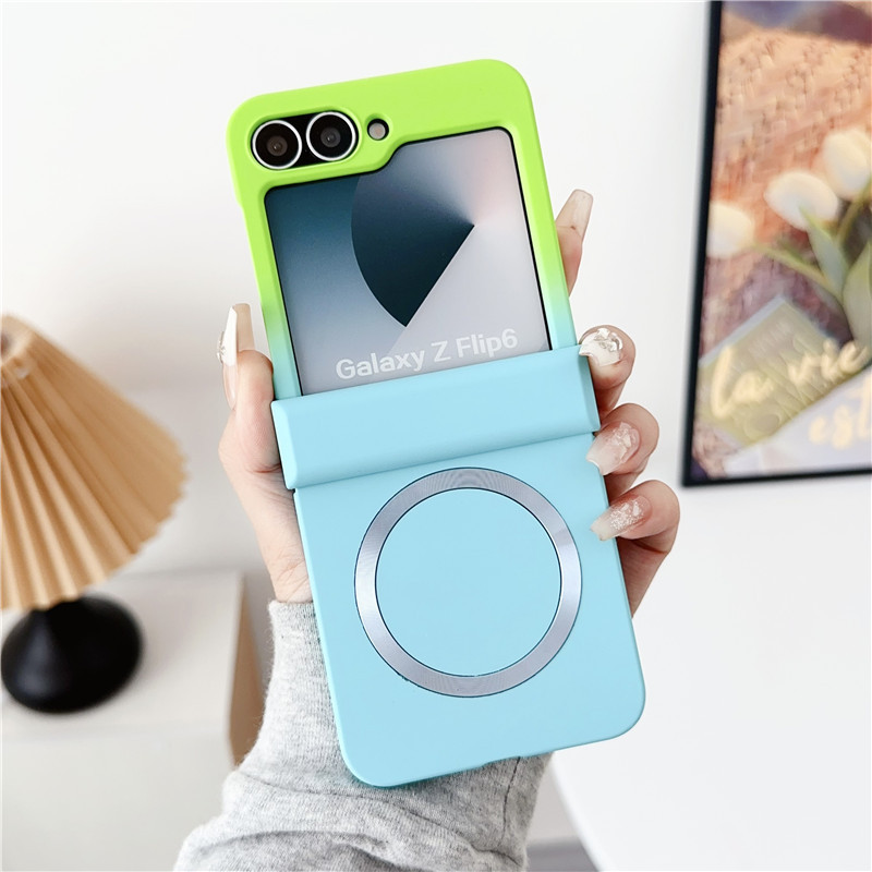 Compatible with Samsung ZFold8/7 phone case, 6/5 wireless charging, magnetic gradient color-blocking Flip7 foldable screen protective case
