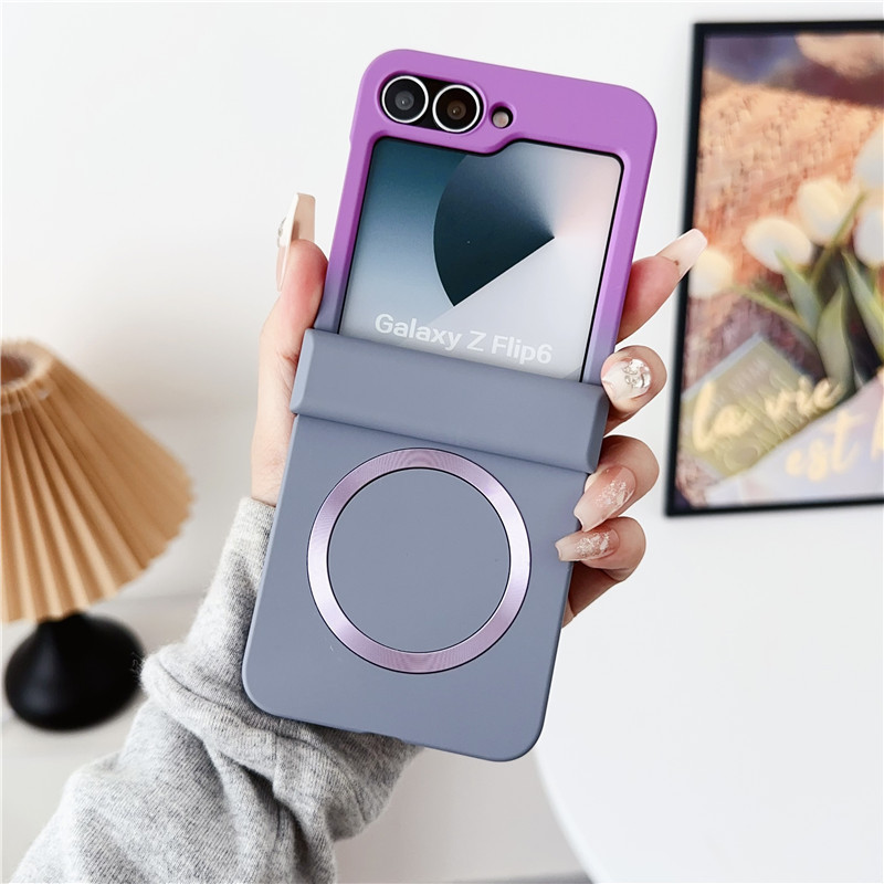 Compatible with Samsung ZFold8/7 phone case, 6/5 wireless charging, magnetic gradient color-blocking Flip7 foldable screen protective case