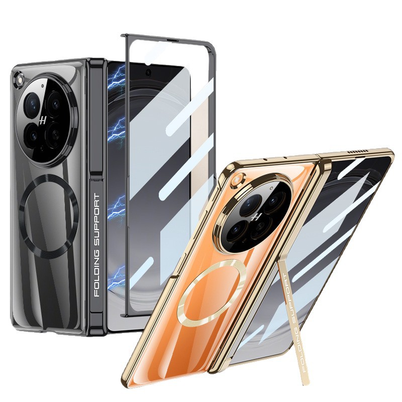 Compatible with OPPO Find N6 phone case, magnetic hinge, side bracket, electroplated transparent case film, full-coverage protective case