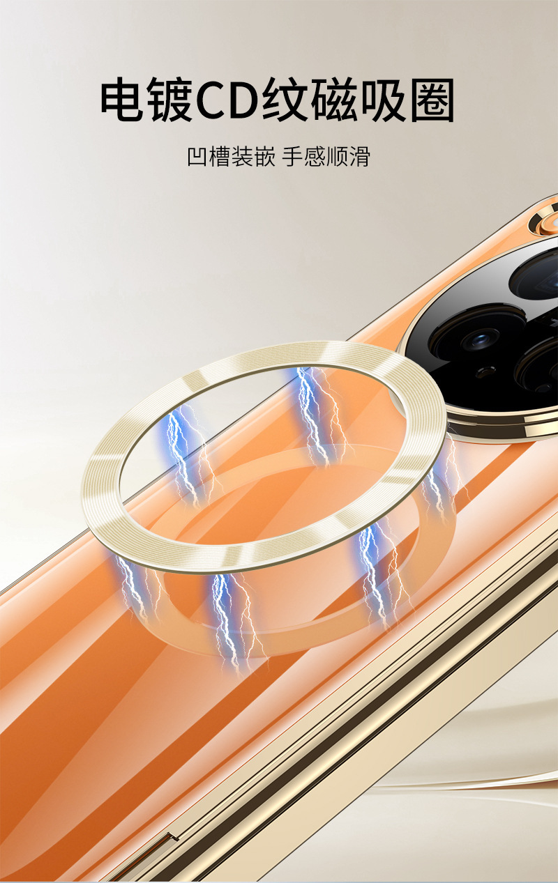 Compatible with OPPO Find N6 phone case, magnetic hinge, side bracket, electroplated transparent case film, full-coverage protective case