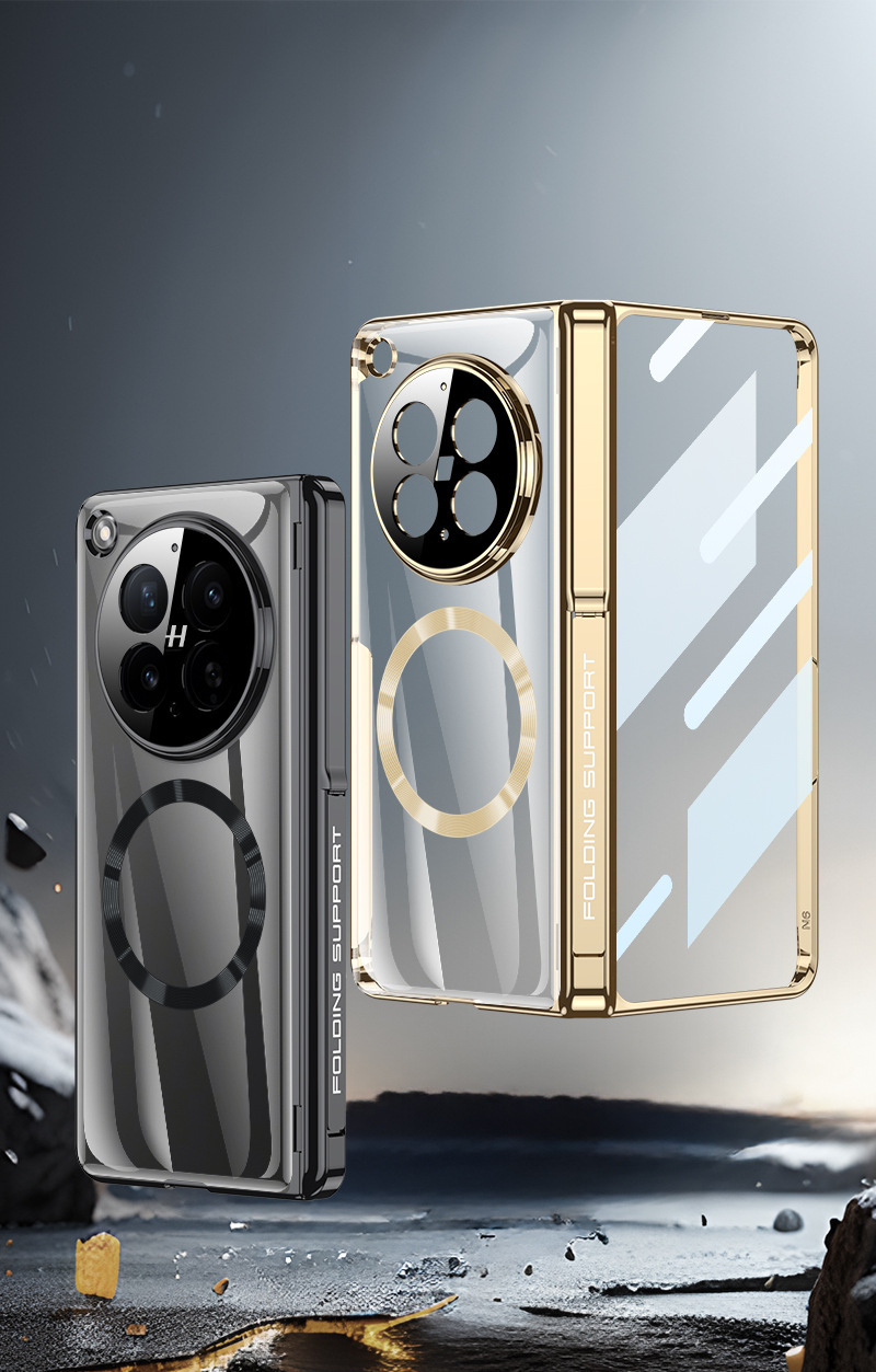 Compatible with OPPO Find N6 phone case, magnetic hinge, side bracket, electroplated transparent case film, full-coverage protective case