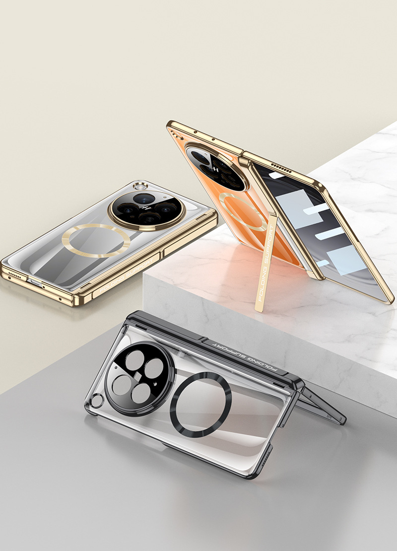 Compatible with OPPO Find N6 phone case, magnetic hinge, side bracket, electroplated transparent case film, full-coverage protective case