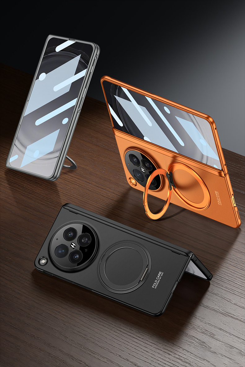 Compatible with OPPO Find N6 phone case, wireless charging, magnetic hinge, rotating ring holder, full-coverage protection.