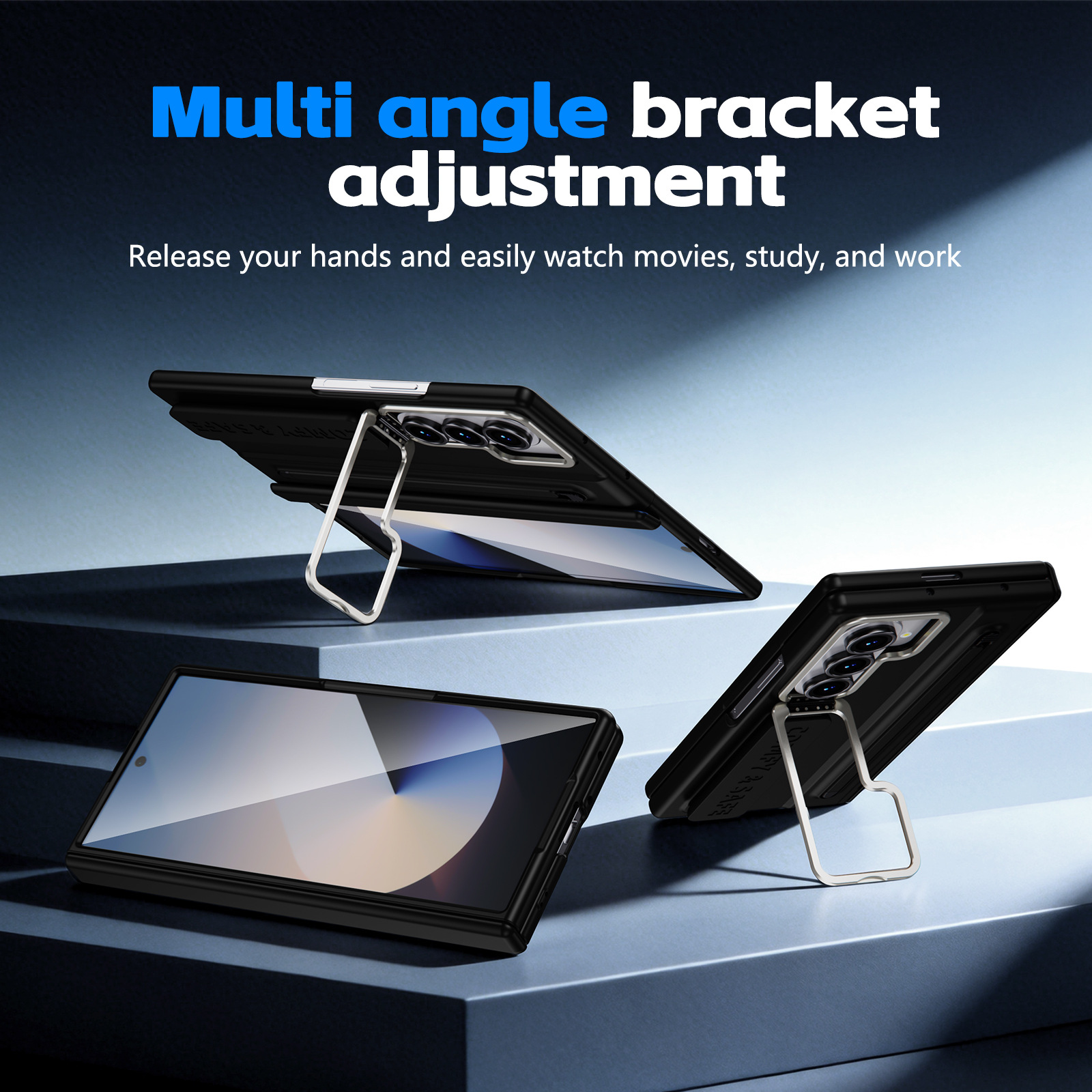 Compatible with Samsung Z Fold8/7/6 phone case, lens holder, 5/4/3 inches, pen wrist strap, full-coverage protective case.