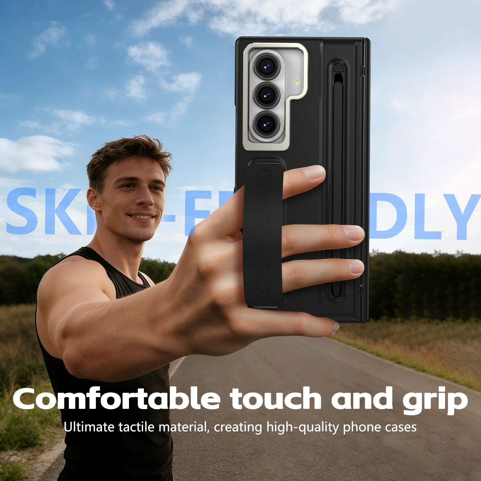 Compatible with Samsung Z Fold8/7/6 phone case, lens holder, 5/4/3 inches, pen wrist strap, full-coverage protective case.