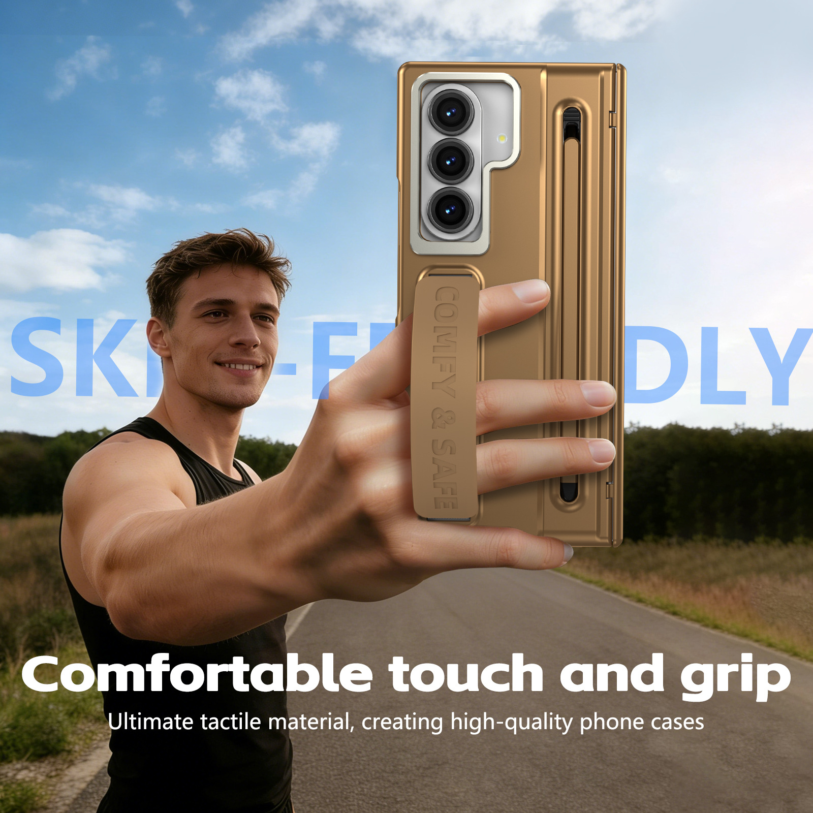 Compatible with Samsung Z Fold8/7/6 phone case, lens holder, 5/4/3 inches, pen wrist strap, full-coverage protective case.