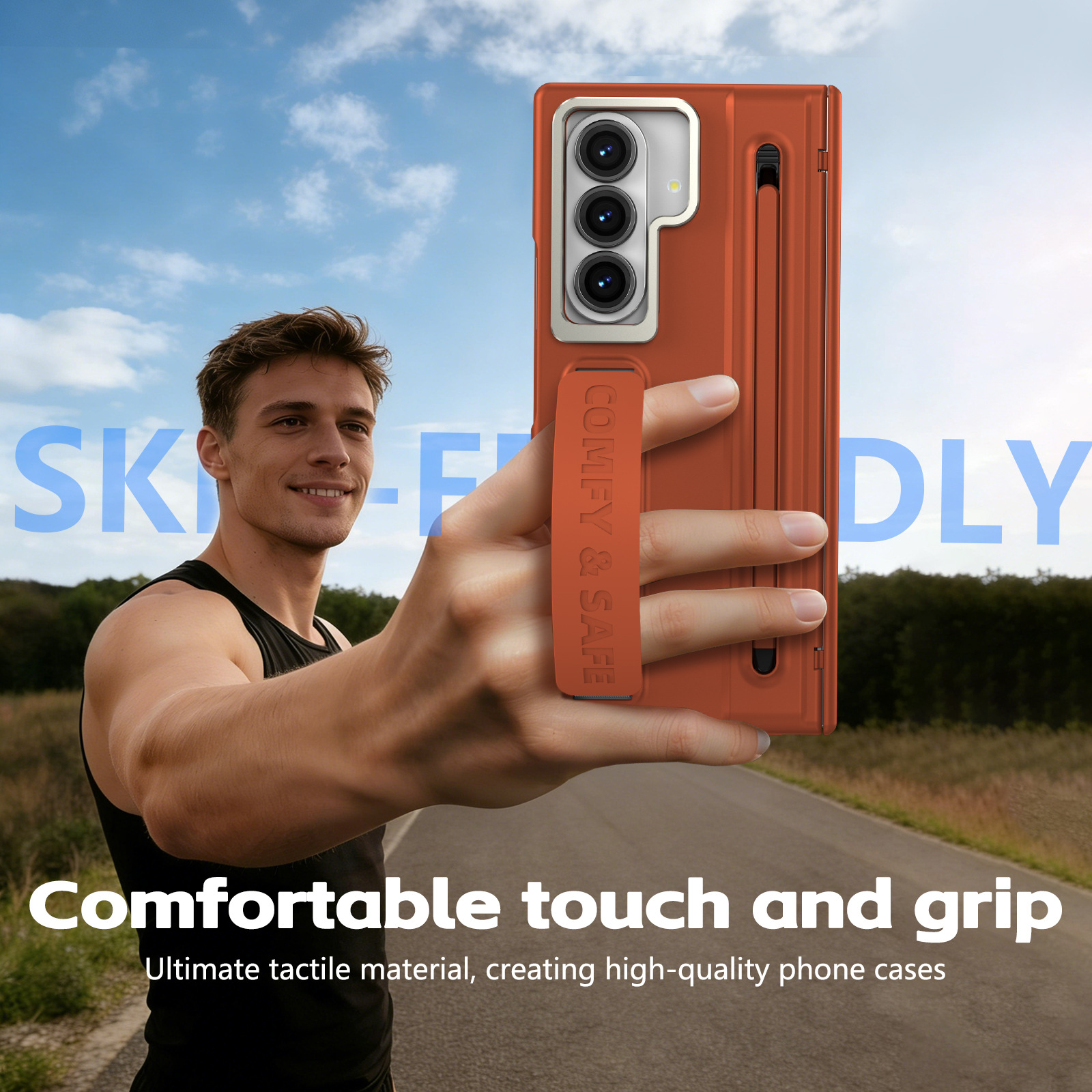 Compatible with Samsung Z Fold8/7/6 phone case, lens holder, 5/4/3 inches, pen wrist strap, full-coverage protective case.