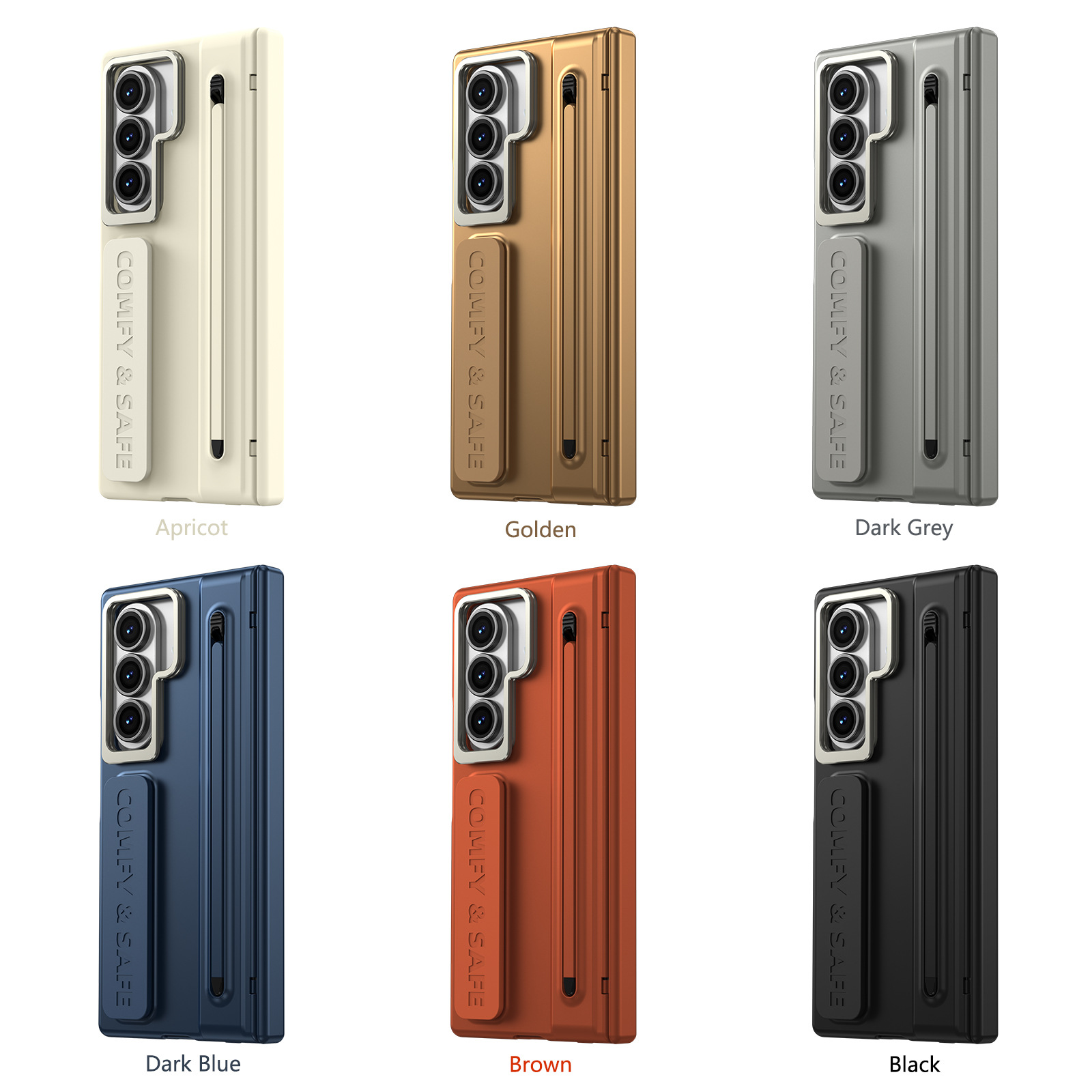 Compatible with Samsung Z Fold8/7/6 phone case, lens holder, 5/4/3 inches, pen wrist strap, full-coverage protective case.