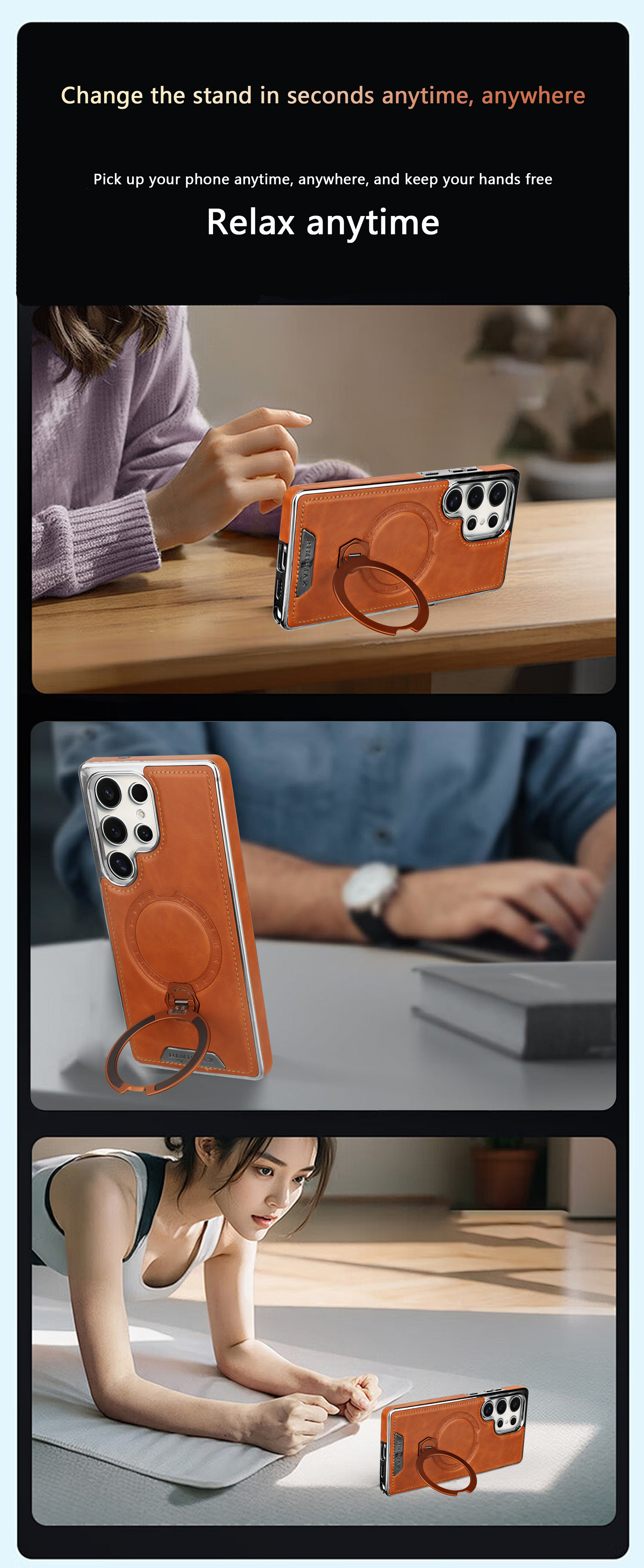 Compatible with Samsung S26ULTRA phone case, S25 magnetic 360° rotating stand, S24P full coverage, and S23U protective case.